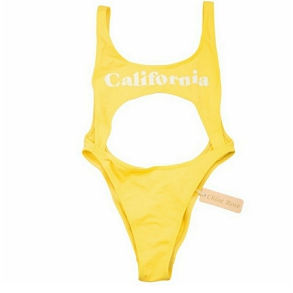 CHLOE ROSE one piece swimsuit bathing suit size small yellow - Picture 2 of 7